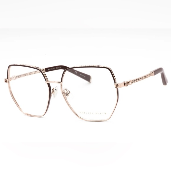 New Philipp Plein Eyeglasses VPP054S 0K99 Shiny Red Gold